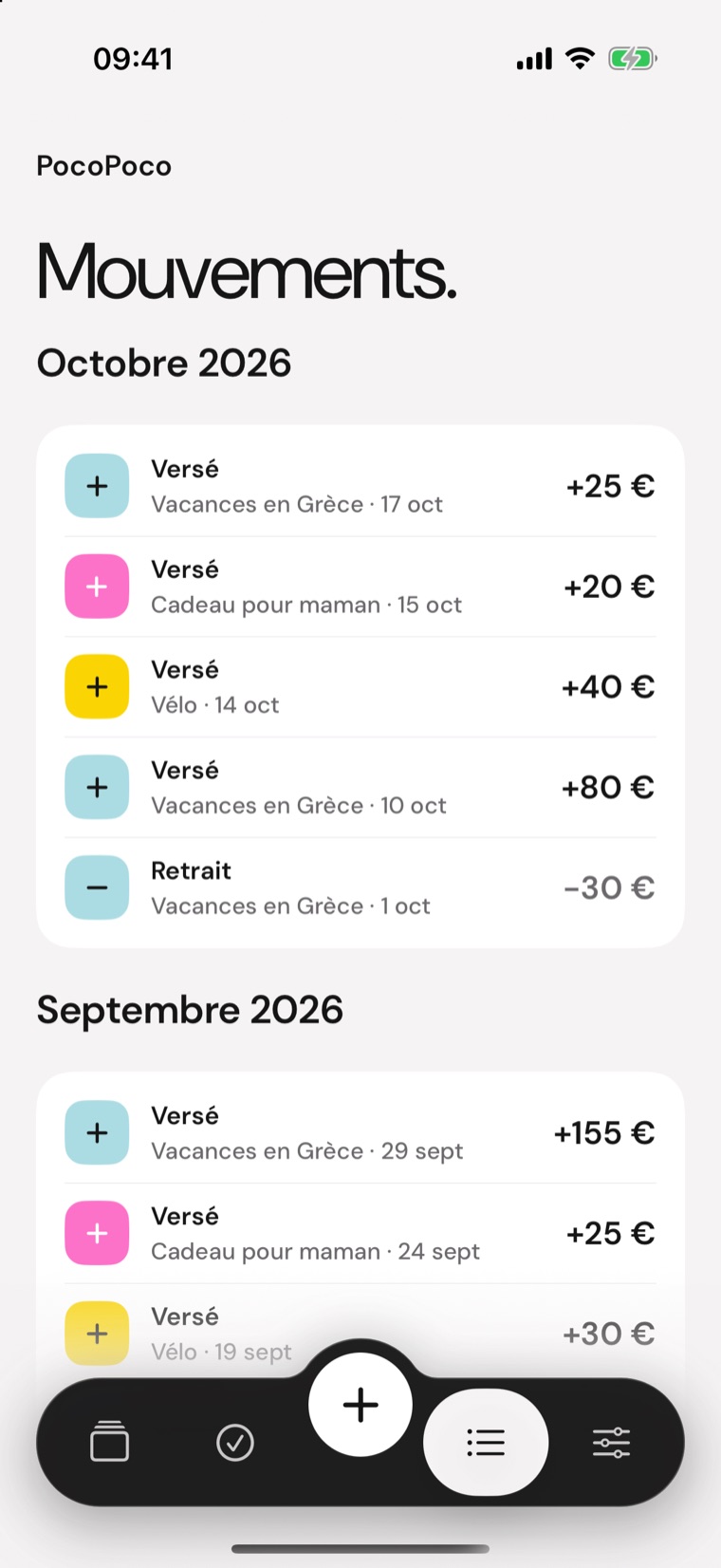 Mouvements – Mois par mois